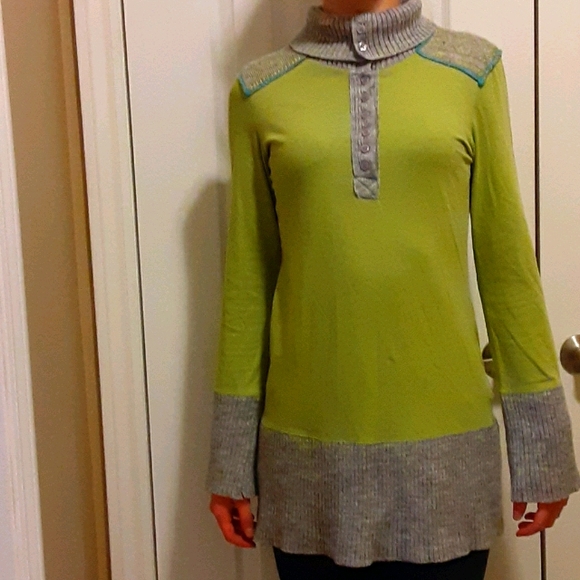 Free People Women's Green Tunic with knit details - Picture 2 of 6